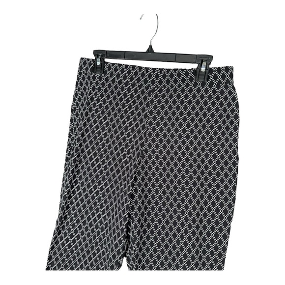 Susan Graver 14 Black White Geo Print Capri Pants Stretch Pull On Casual Career - Picture 3 of 9